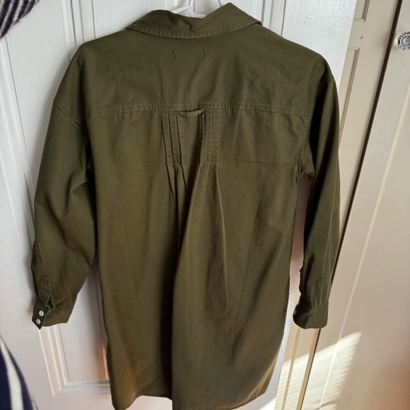 Madewell Olive Green Long Sleeve Shirt Dress - Picture 3 of 5